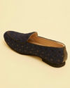 Navy Blue Floral Patterned Sequined Loafers image number 5